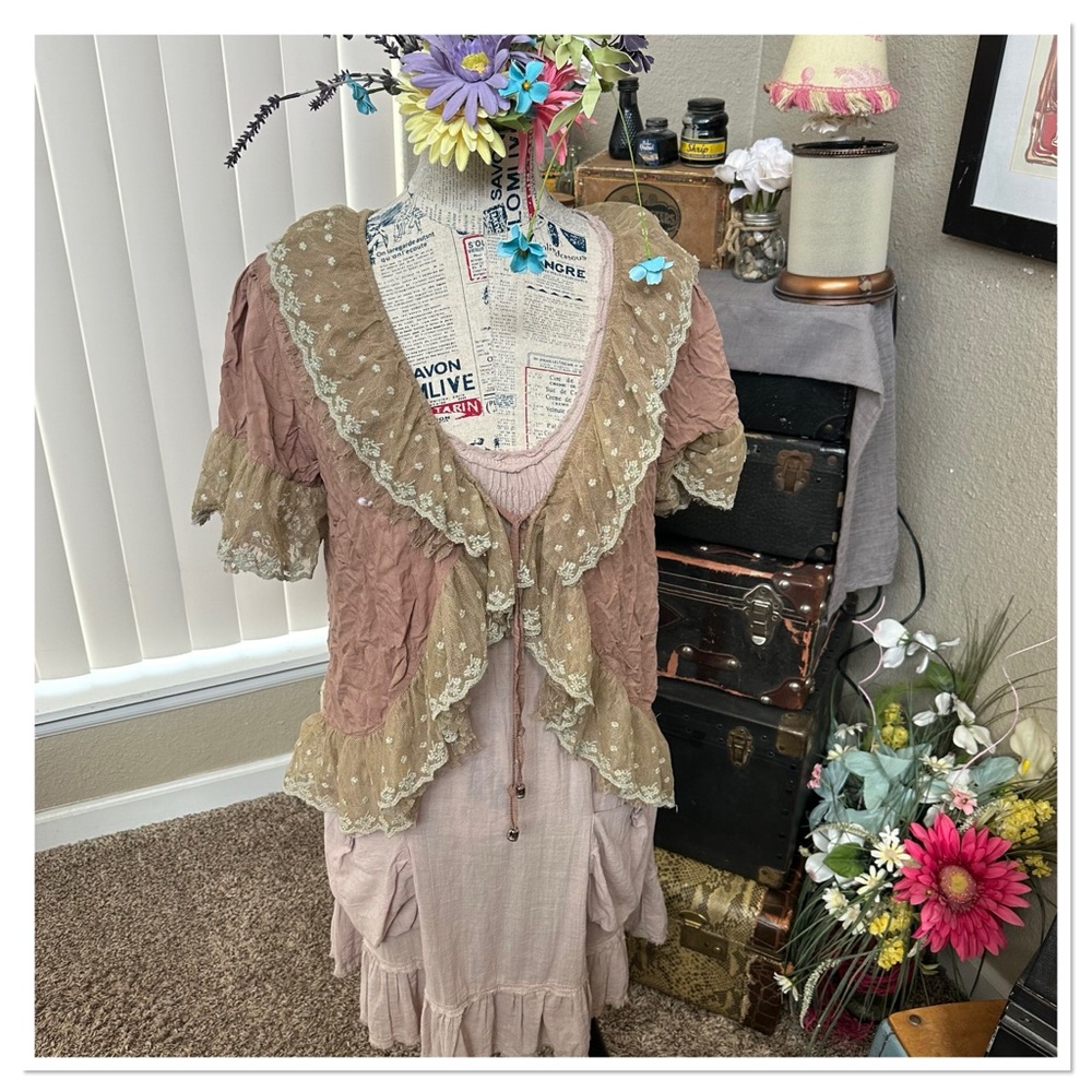 Vintage Inspired Tie Front Boho Top